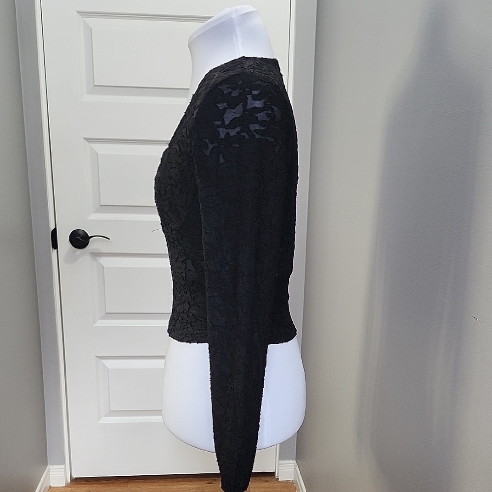 NWT VERO MODA Black lace corset sweetheart neckline long sleeve crop top - Picture 4 of 11